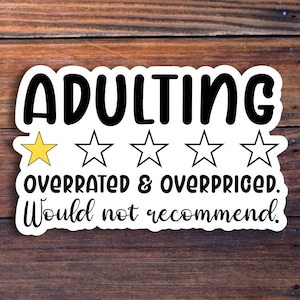 Adulting Sticker, Funny Sticker, Laptop Decal, Do Not Recommend Sticker, Grown Up Sticker, Sarcastic Sticker, Sarcasm Decal, Journal Sticker