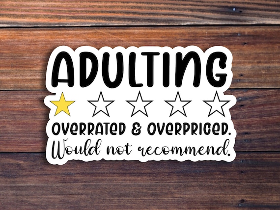Adulting Sticker, Funny Sticker, Laptop Decal, Do Not Recommend Sticker, Grown Up Sticker, Sarcastic Sticker, Sarcasm Decal, Journal Sticker