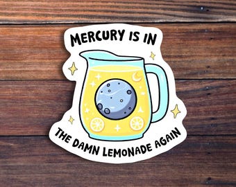 Pegatina divertida de astrología: Mercurio en la limonada.