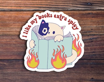 Me gustan mis libros pegatina extra picante, pegatina de libro, regalo para amantes de los libros, pegatina Kindle, lector de obscenidades, amante de la lectura, pegatina de gato más lindo