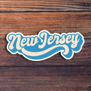 New Jersey Retro Text Vinyl Sticker, New Jersey Decal, High-Quality Waterproof Sticker, US State Stickers, Car Sticker, Laptop Sticker