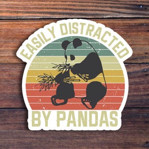easily distracted by Pandas vinyl sticker, funny sticker, Pandas laptop decals, Pandas tumbler stickers, Pandas water bottle sticker