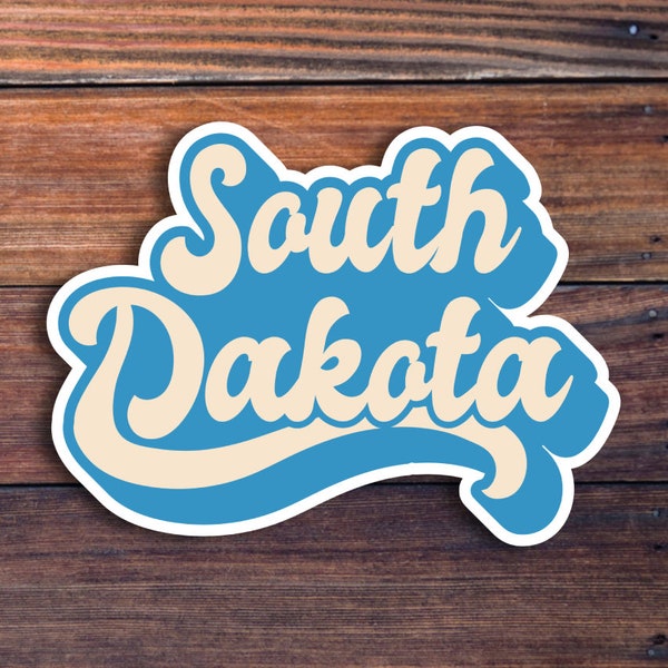 South Dakota Retro Text Vinyl Sticker, South Dakota Stickers, South Dakota Decal, USA State Stickers, State Of South Dakota Sticker