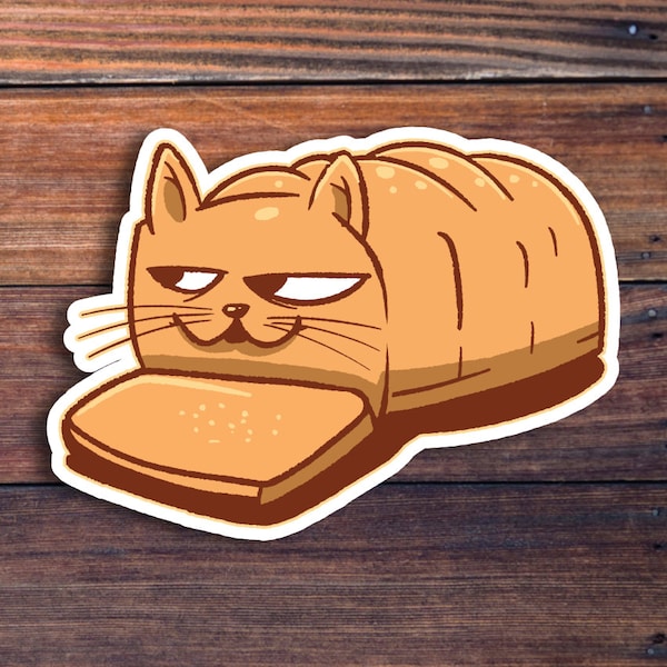 Cat Bread Vinyl Sticker, Cute Loaf Kitty Decal, Funny Cats Waterproof Sticker, Water Bottle Sticker, Laptop Sticker, Car Sticker