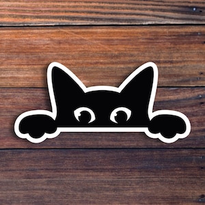 Peeking Cat Vinyl Sticker, Funny Cat Sticker, Meme Sticker, Car Sticker, Bumper Sticker, Cat Mom Decal, Black Cat Sticker,Waterproof Sticker