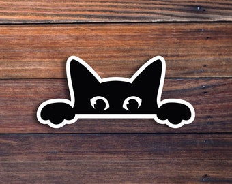 Peeking Cat Vinyl Sticker, Funny Cat Sticker, Meme Sticker, Car Sticker, Bumper Sticker, Cat Mom Decal, Black Cat Sticker,Waterproof Sticker