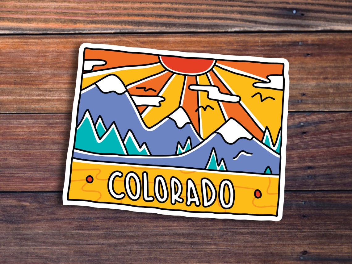 Colorado State Sticker, Mountain Scene, Waterproof Vinyl - Etsy
