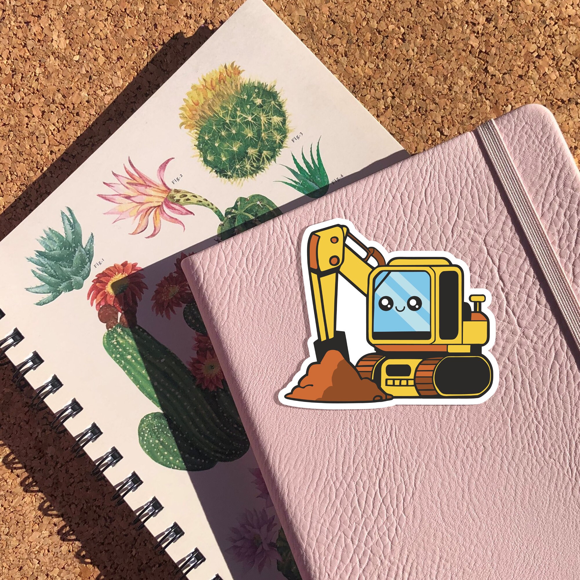 Kawaii Excavator Vinyl Sticker, Excavator Sticker, Cute Sticker for ...