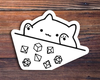 Cat Throwing Dice Vinyl Sticker, DnD Sticker, Dungeon Master Sticker, Tabletop RPG Sticker, Tabletop Games, RPG Sticker,Role Playing Sticker