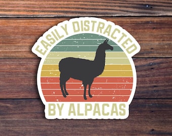 Easily Distracted By Alpacas Vinyl Sticker, Funny Sticker, Alpacas Laptop Decals, Alpacas Tumbler Stickers, Alpacas Water Bottle Sticker