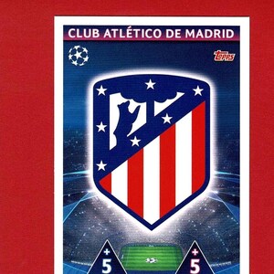 DISTINTIVO ATHLETICO MADRID - Carta da gioco originale Topps Football Trading Card - Squadra di calcio spagnola - U.E.F.A. Champions League - Regalo per tifosi di calcio (OS01)