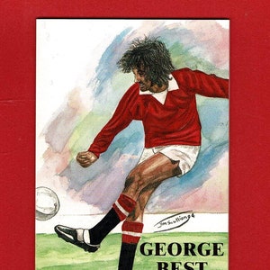 Rara GEORGE BEST - Carta da calcio originale degli anni '90 - 'Football Greats' di Beautiful Game Ltd - Carta da calcio spessa in edizione limitata (SH16)