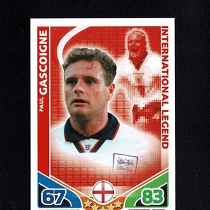 PAUL "GAZZA" GASCOIGNE - Cartão colecionável original da lenda do futebol inglês - Inglaterra - Topps - Copa do Mundo - Presente para fãs de futebol (OS01)