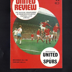 1969 MANCHESTER UNITED F.C. v SPURS Football Program - Tottenham Hotspur F.C. - 22.November 1969 - George Best - Fußball Fan Geschenk (SR43)