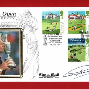 GREG NORMAN AUTOGRAPHED Golf Postal Cover - The British Open Turnberry 1994 - Selos de capa do primeiro dia - L.I.V. Presente de golfe (TB07)
