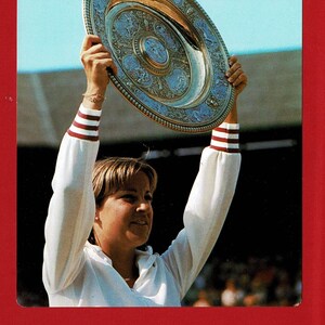 CHRIS EVERT - TENNIS U.S.A. Sportkarte - Wimbledon Champion - Tennis Star - 1977 Editions Recontre S.A. Große Sammlerkarte (VC09)