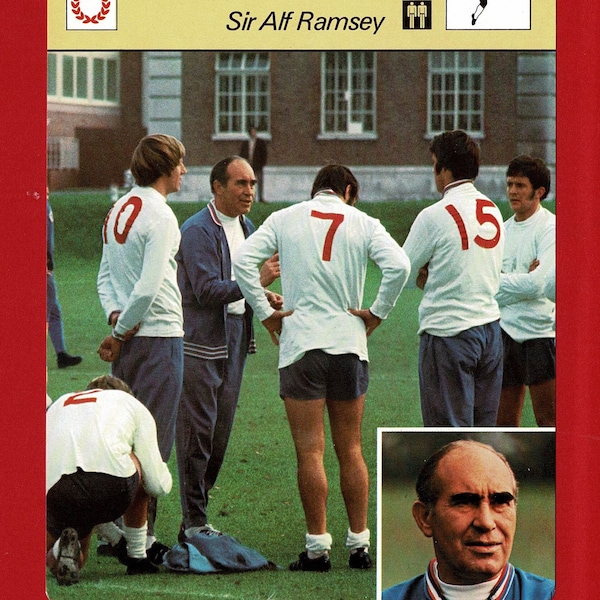 Sir ALF RAMSEY - Vintage 1977 FOOTBALL Card - England Football Manager - Rencontre S.A. - Original Card - Football Soccer Fan Gift (OS01)
