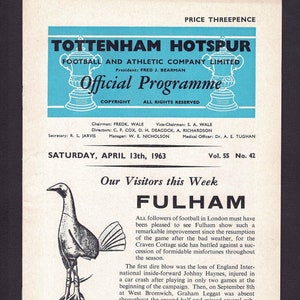 Programa de futebol Tottenham Hotspur vs Fulham de 1963