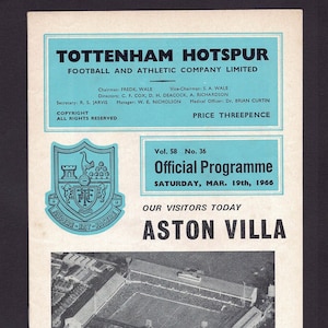 May include: A black and white aerial photograph of a football stadium. The stadium is surrounded by a large parking lot and a residential area. The text "ASTON VILLA" is printed in large, bold letters at the bottom of the image.