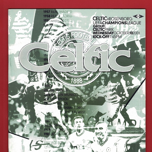 CELTIC vs ROSENBORG - Oktober 2001 - Keltisches Fußballprogramm - 10.Oktober 2001 - Keltisches Fußball Spiel Europa - League of Legends - Geburtstagsgeschenk (RJ46)