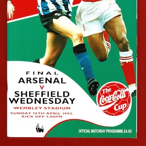 1993 Trikot F.C. v Sheffield Mixed Media - Coca-Cola CUP FINAL Fußballprogramm - April 1993 Wembley Stadion - Fußball Fan Geschenk (VX03.2)