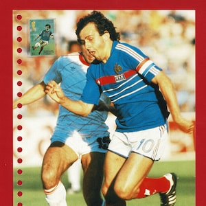 MICHEL PLATINI - footballeur français - carte et tampon de football Masterfile Superstars - cadeau de fan de football (RI05)