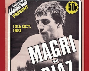 Vintage Boxing Programme - CHARLIE MAGRI vs Juan 'Monito' DIAZ - October 1981 - Royal Albert Hall - Barrett / Duff - Boxing Fan Gift (SR36)