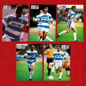 QUEEN'S PARK RANGERS F.C. - Carte da calcio originali Pro Set 1991 - Carte da gioco da calcio - Divisione 1 - Regalo per tifosi di calcio Q.P.R. (SH16)