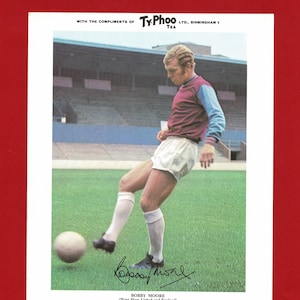 ボビー・ムーア ウェストハム - オリジナル X.L. 1969 サッカー選手カード - ウェストハム・ユナイテッド FC - Typhoo Tea プレミアム サッカーカード - サッカーファン (XO01)