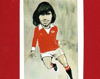 ジョージ・ベスト マンチェスター・ユナイテッド 足型 フットプリント レリーフ ジョージ・ベスト - 1970年代サッカートレードカード - ヴェノーラン