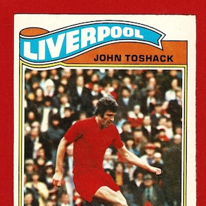 JOHN TOSHACK - ORIGINAL 1978 Footballer Gum Card - Liverpool Football Club - Topps Gum Football Card - Regalo de aficionado al fútbol (RI05)