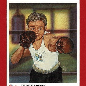 TERRY SPINKS - BOKSEN Trade Card - Olympische kampioenen - 1996 Boxer Card - Britse vlieggewicht bokskampioen - Imperial Publishing (TY12)