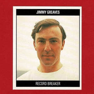JIMMY GREAVES - Tottenham Hotspur F.C. - Calcomanía de fútbol ORBIS original de 1990 - Tarjeta coleccionable de fútbol - Regalo para fanáticos del fútbol de los Spurs (OS01)