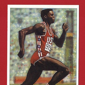 CARL LEWIS - Olympische kampioenen - ATLETIEK Trade Card - 1996 Athlete Card - V.S. meervoudig kampioen gouden medailles - Imperial Publishing (TY12)