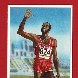 ED MOSES - ATLETIEK Trade Card - Olympische kampioenen - Atleetkaart 1996 - Kampioen 400 meter horden - Imperial Publishing (TY12)