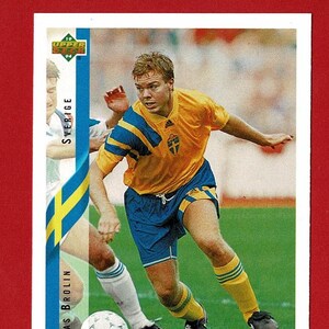 TOMAS BROLIN (SUÉCIA) - Cartão colecionável original do jogador de futebol de 1994 - Copa do Mundo de Futebol dos EUA de 94 - Cartão de futebol de futebol (OS01)