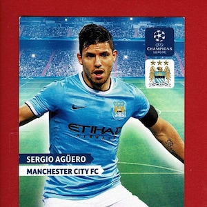 SERGIO AGUERO - Tarjeta coleccionable original del futbolista argentino - Manchester City - Panini - Aficionado al fútbol de la Liga de Campeones de la UEFA (OS01)