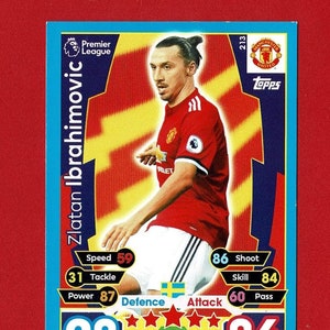 ZLATAN IBRAHIMOVIC - Cartão de Jogador de Futebol ORIGINAL - Suécia e Manchester United - Topps - Premier League - Presente de Futebol (OS01)