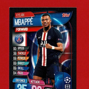 KYLIAN MBAPPE - ORIGINALE Calciatore Carta da collezione - Paris Saint Germain, Barcellona e Francia - Topps Football Card - Regalo per tifosi di calcio (SD01)