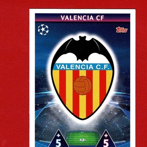 VALENCIA C.F. BADGE - Carta da collezione originale Topps Football - Squadra di calcio spagnola - U.E.F.A. Champions League - Regalo per tifosi di calcio (OS01)