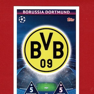 DISTINTIVO BORUSSIA DORTMUND - Carta da gioco originale Topps Football Trading Card - Squadra di calcio tedesca - U.E.F.A. Champions League - Regalo per tifosi di calcio (OS01)