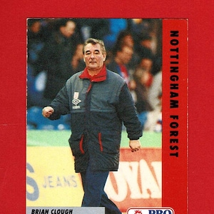 BRIAN CLOUGH - Cartão colecionável de jogador de futebol ORIGINAL de 1991 - Derby County e Nottingham Forest F.C. Manager - Conjunto profissional - Presente para fãs de futebol (SH16)