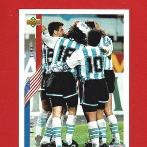 ARGENTINA inc. DIEGO MARADONA - Tarjeta coleccionable original de futbolista de 1994 - Copa Mundial de Fútbol de EE. UU. 1994 - Tarjeta de fútbol (OS01)