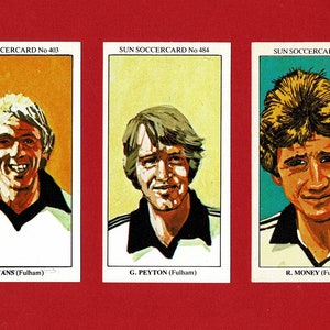FULHAM FC CALCIATORI - Sun Newspaper Soccer Cards - Originali 1978/1979 Football Cards - The Cottagers Football Soccer Fan Gift (RI05)