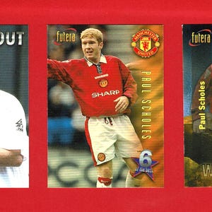 PAUL SCHOLES - Carte da gioco originali dei calciatori del 1998 - Manchester United Football Club - Carte Futera x3 - Regalo di calcio (OS01)