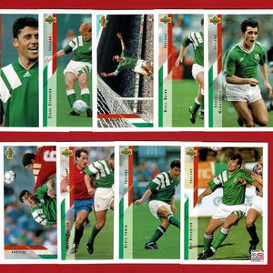 FUTBOLISTAS DE IRLANDA - Tarjetas coleccionables originales de fútbol de 1994 - Copa Mundial de Estados Unidos de 1994 - Tarjetas vintage de jugadores de fútbol de Irlanda (OS01)