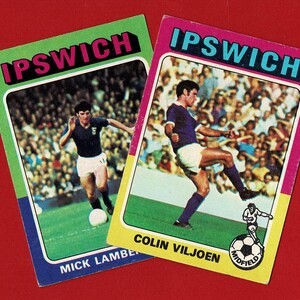 Carte da gioco vintage IPSWICH TOWN FOOTBALL - Carte da gioco Football Bazooka Gum del 1973 - Ipswich Football Club - Topps - Regalo per tifosi di calcio (RI05)