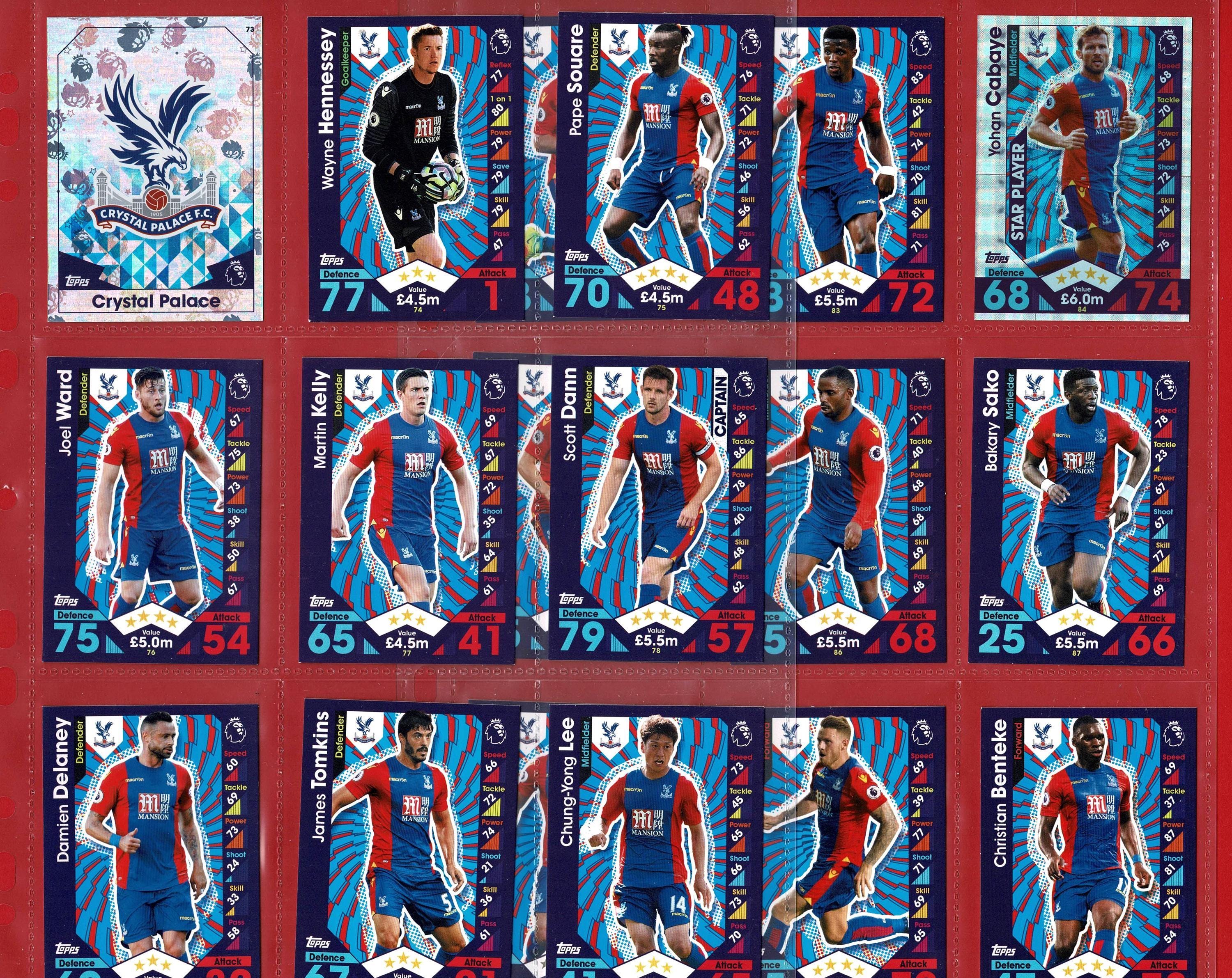 CRYSTAL PALACE F.C. - 18x Original Football Trading Cards Inc