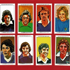 IPSWICH TOWN F.C. FOOTBALLERS – Sun Newspaper Soccer Cards – Original 1978/1979 Football Cards – Tractor Boys Soccer Fan Gift (RI05)
