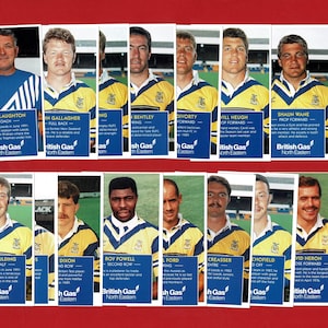 LEEDS RUGBY LEAGUE Football Club Trade Card Set - 1991 Squad incl. Ellery Hanley - British Gas - Rugby Fan / Player Gift (XB03)